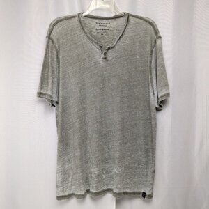Lucky Brand Venice Burnout Henley XXL Gray T-Shirt Short Sleeve Casual